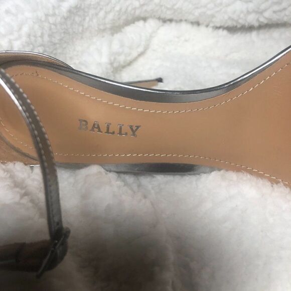 Bally Silver Ankle Strap Sandals 38 1/2 - Picture 3 of 8